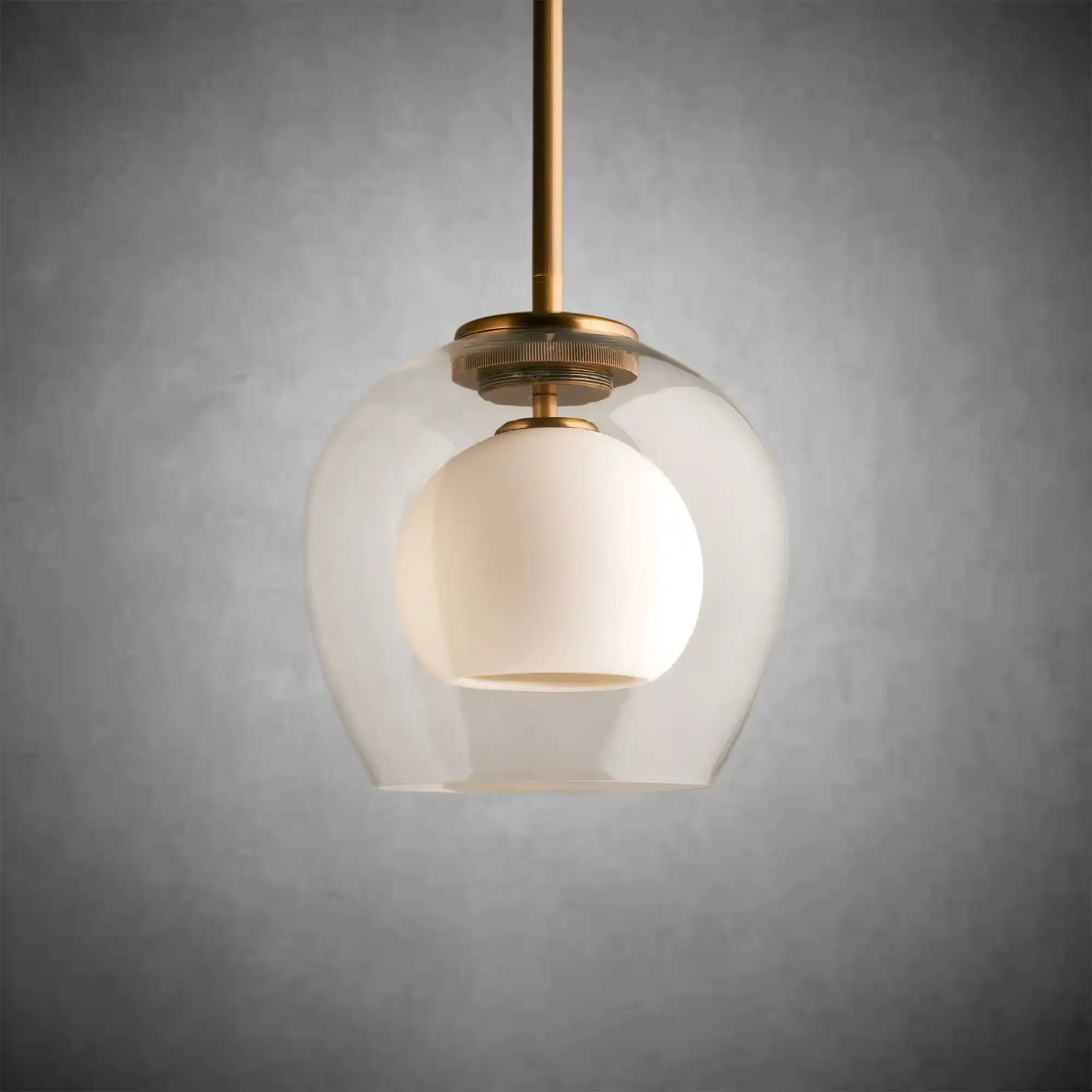 Romy Matte Porcelain Glass Dome Pendant Light with Brass Finish - Image 2