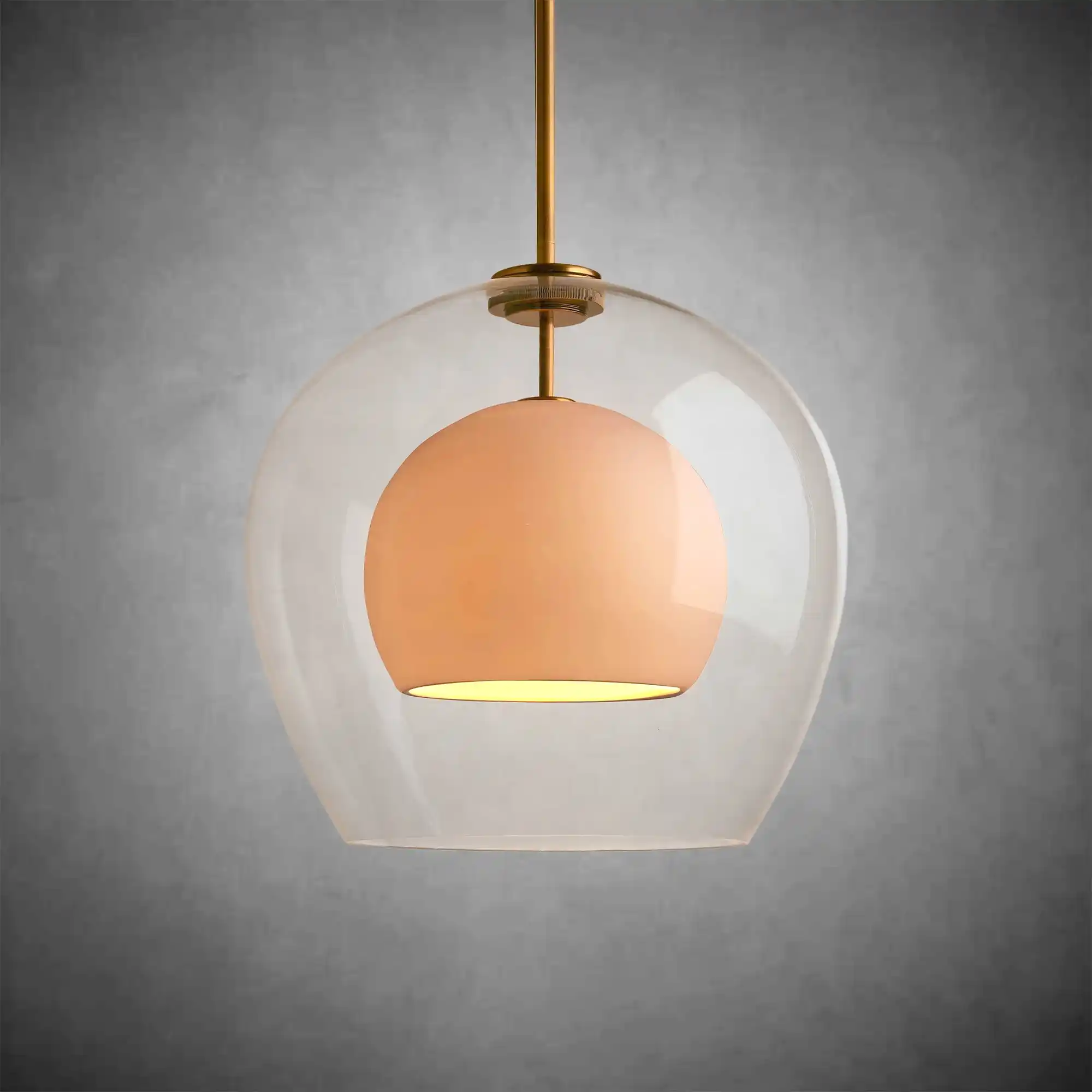 Romy Matte Porcelain Glass Dome Pendant Light with Brass Finish - Image 5