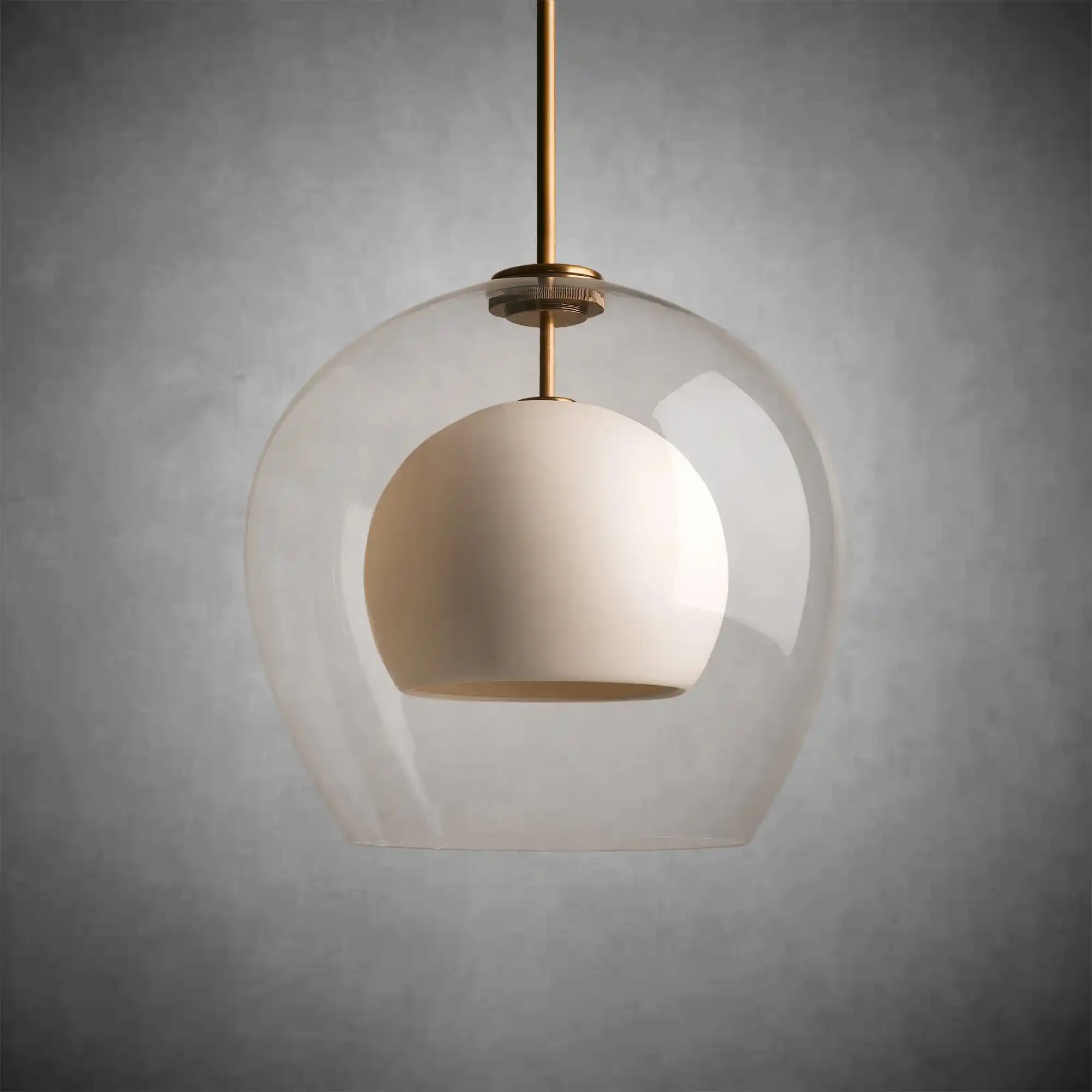 Romy Matte Porcelain Glass Dome Pendant Light with Brass Finish - Image 6