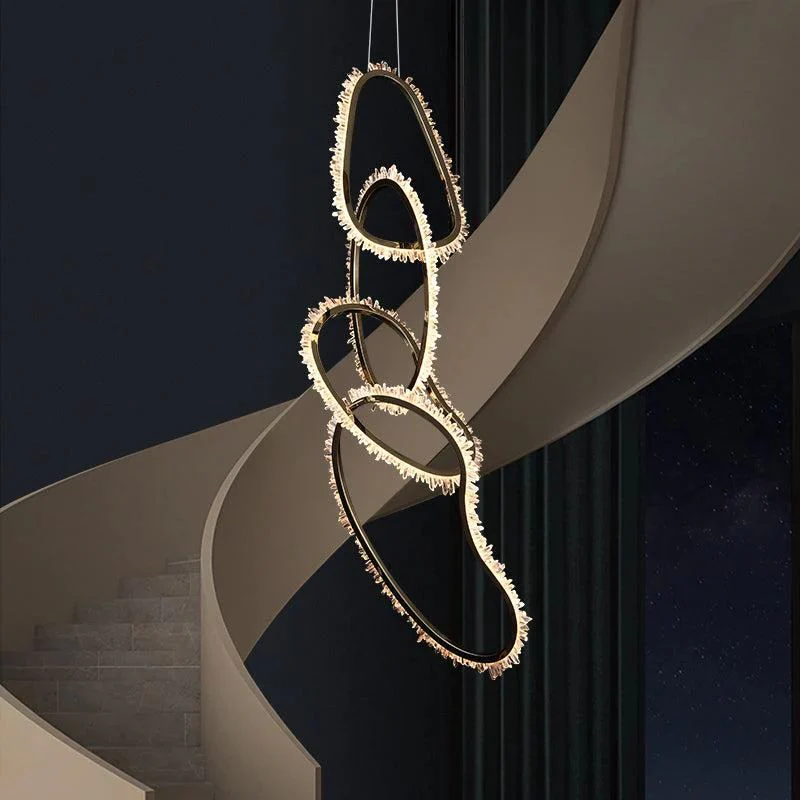 Rose Rock Crystal Chandelier Irregular Round Lamp Fixtures - Image 5
