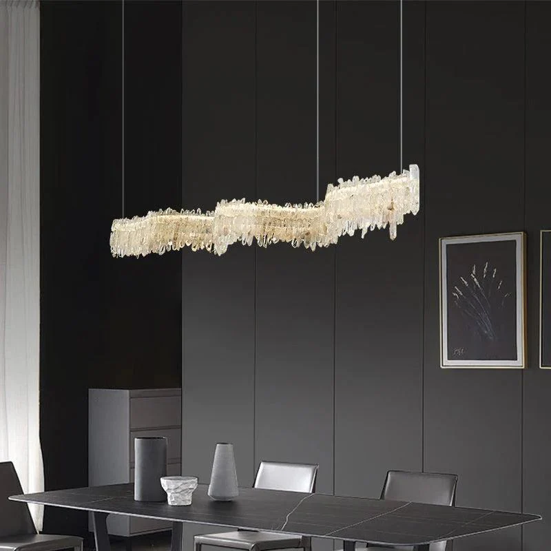Rose Rock Crystal Chandelier Modern Linear Chandelier - Image 5