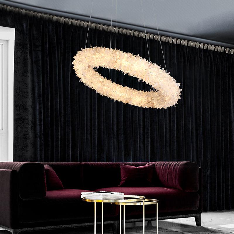 Rose Rock Crystal Chandelier Round Modern Chandelier Lighting - Image 3