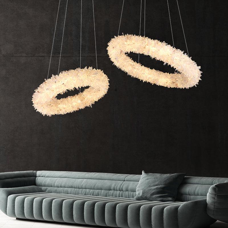 Rose Rock Crystal Chandelier Round Modern Chandelier Lighting - Image 4