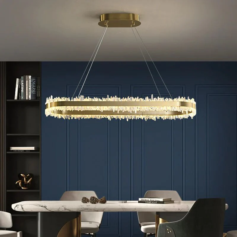 Rose Rock Crystal Oval Chandelier Elegant Lighting Fixtures - Image 3