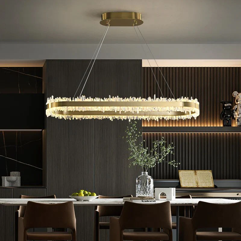 Rose Rock Crystal Oval Chandelier Elegant Lighting Fixtures - Image 4