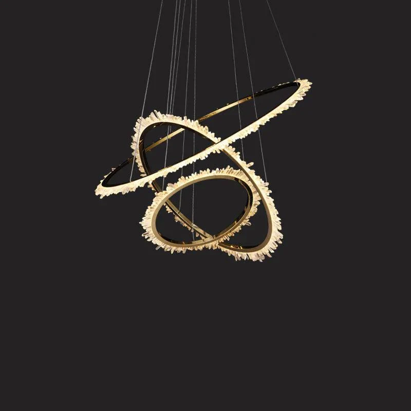 Rose Rock Crystal Ring Chandelier Contemporary Chandelie Staircase - Image 4