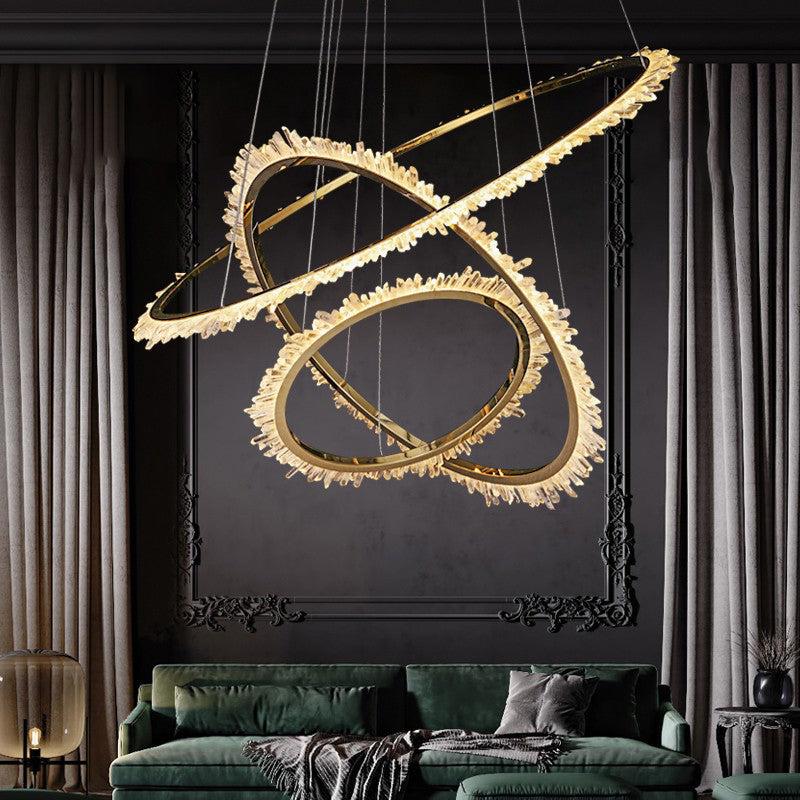 Rose Rock Crystal Ring Chandelier Contemporary Chandelie Staircase - Image 9