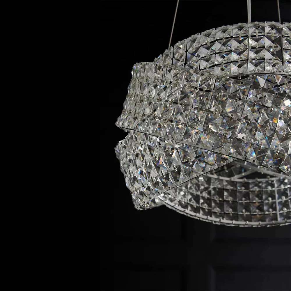 Round Crystal Ring Chandelier in Silver/Gold Finish for Lowg-ceiling - Image 13