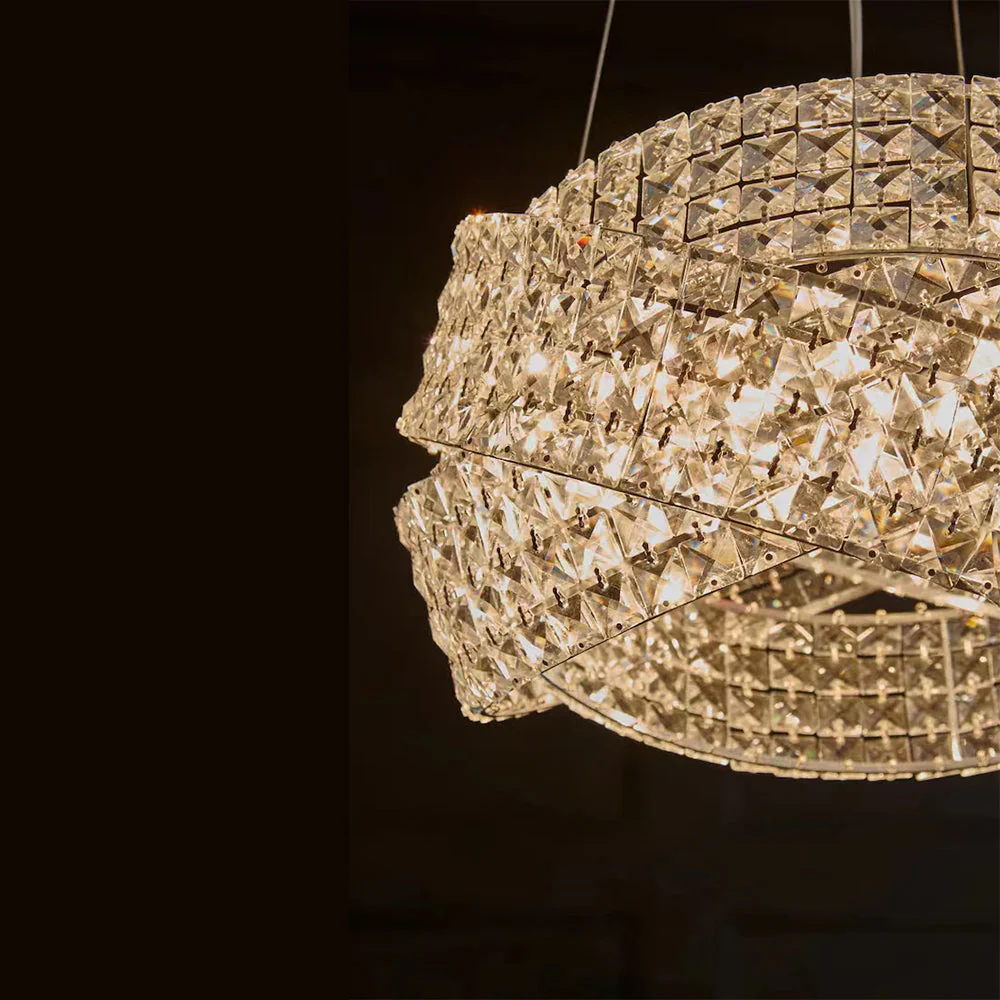 Round Crystal Ring Chandelier in Silver/Gold Finish for Lowg-ceiling - Image 14
