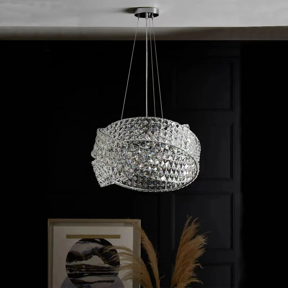 Round Crystal Ring Chandelier in Silver/Gold Finish for Lowg-ceiling - Image 8