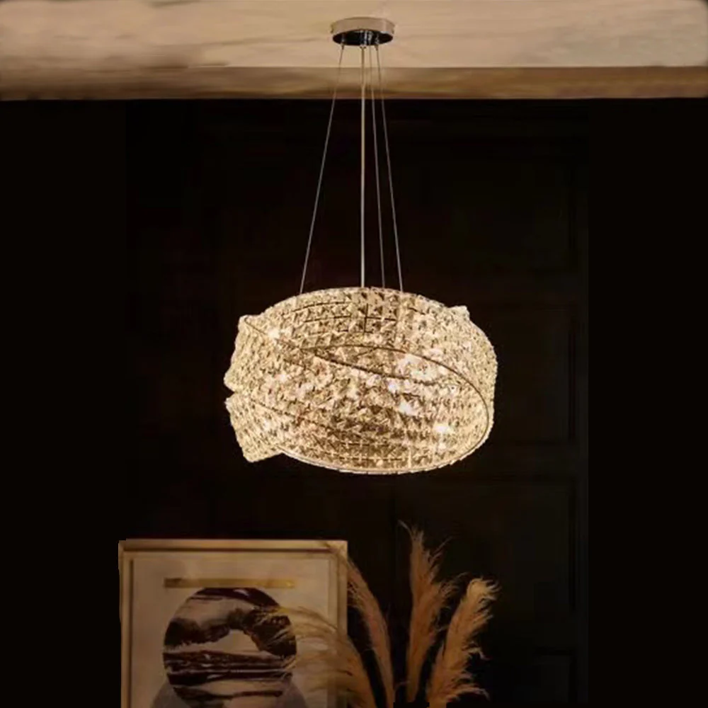 Round Crystal Ring Chandelier in Silver/Gold Finish for Lowg-ceiling - Image 9
