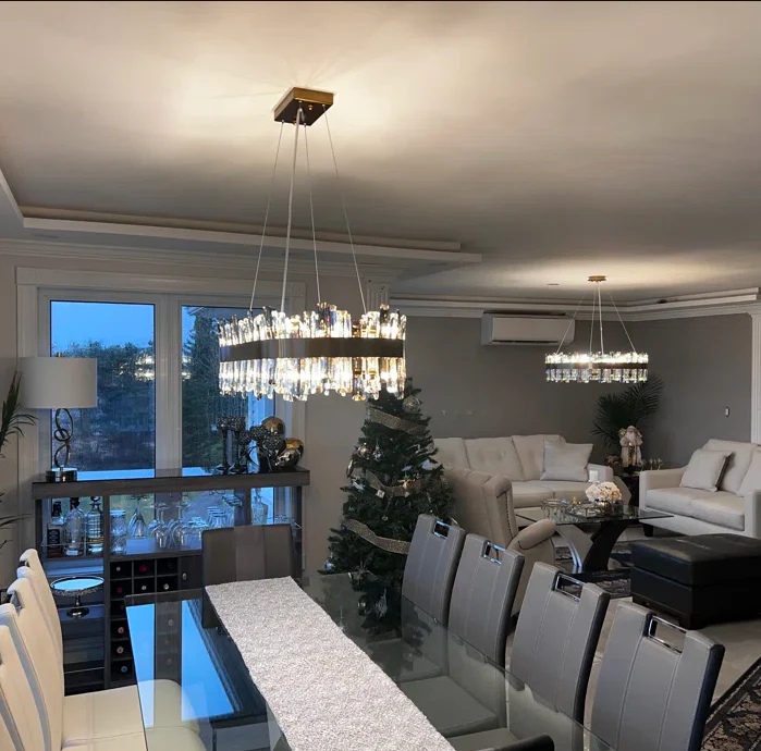 Round Ring Crystal Chandelier Luxury Modern Ceiling Fixtures Light For Living And Dining Room - Image 10