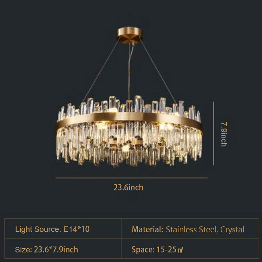 Round Ring Crystal Chandelier Luxury Modern Ceiling Fixtures Light For Living And Dining Room - Image 16