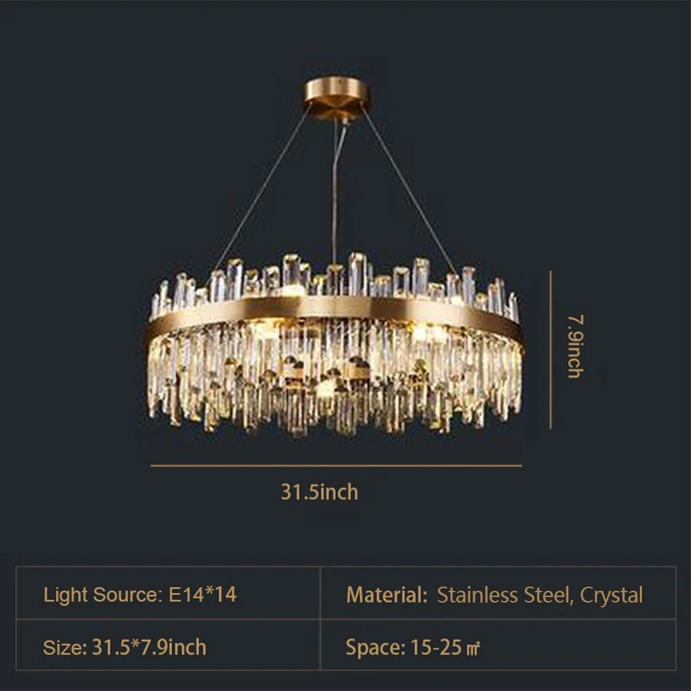 Round Ring Crystal Chandelier Luxury Modern Ceiling Fixtures Light For Living And Dining Room - Image 17