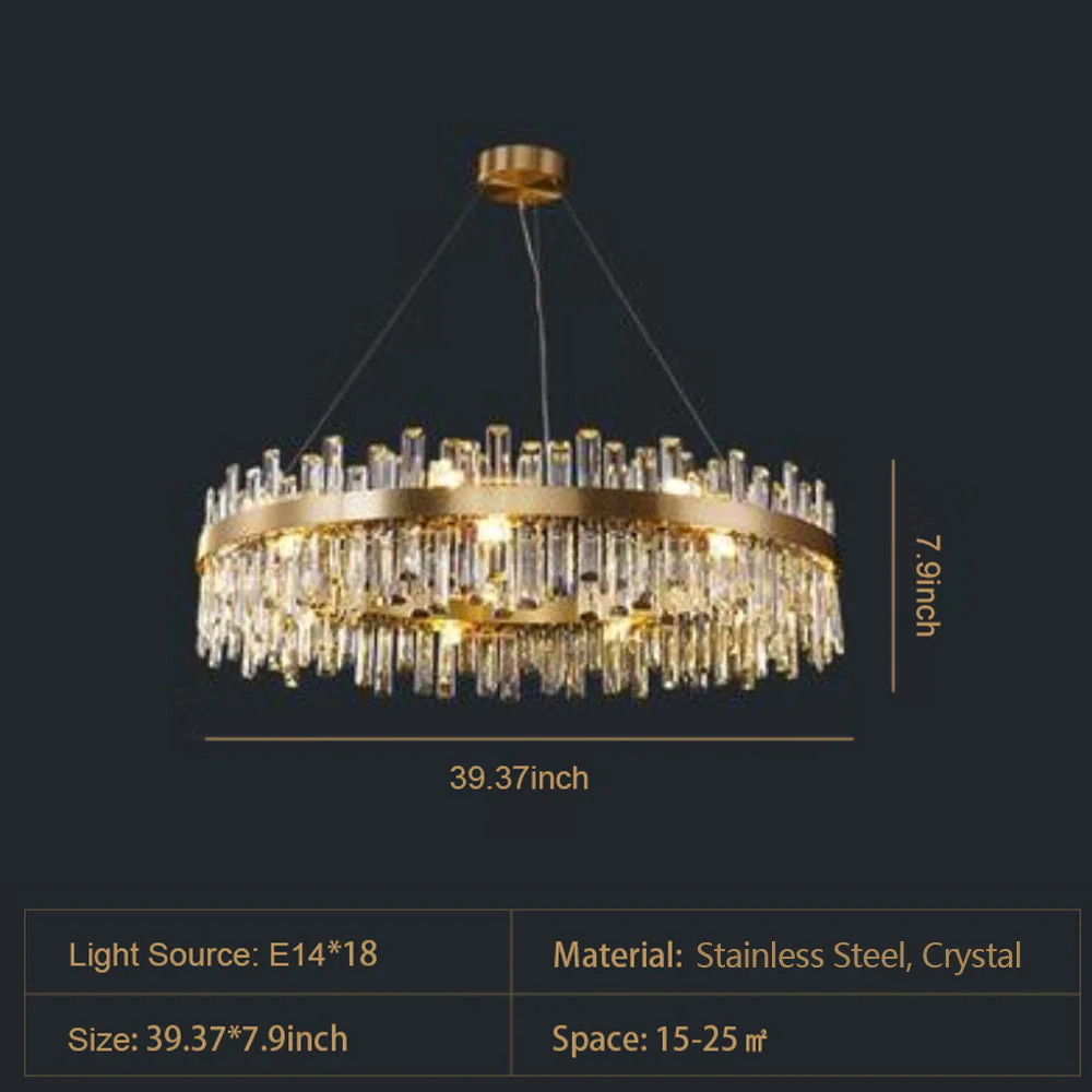 Round Ring Crystal Chandelier Luxury Modern Ceiling Fixtures Light For Living And Dining Room - Image 18