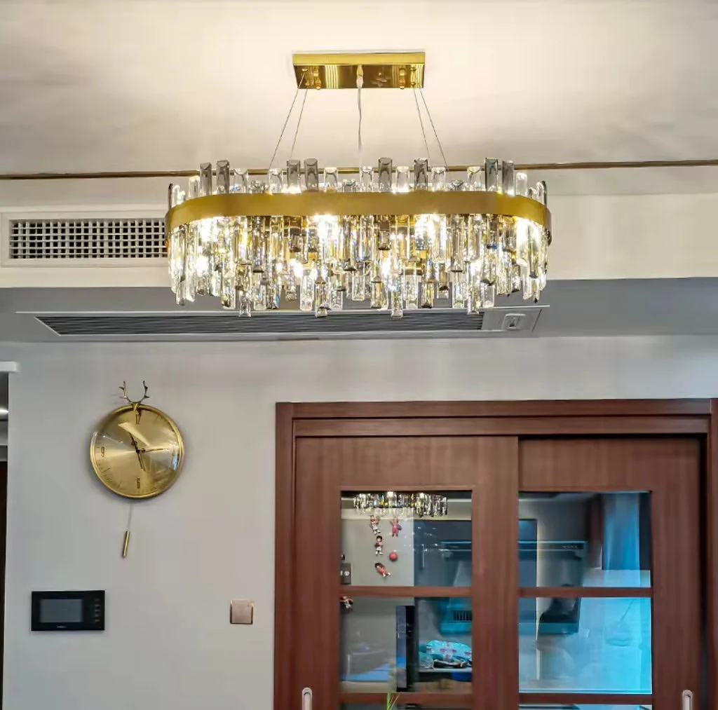Round Ring Crystal Chandelier Luxury Modern Ceiling Fixtures Light For Living And Dining Room - Image 2