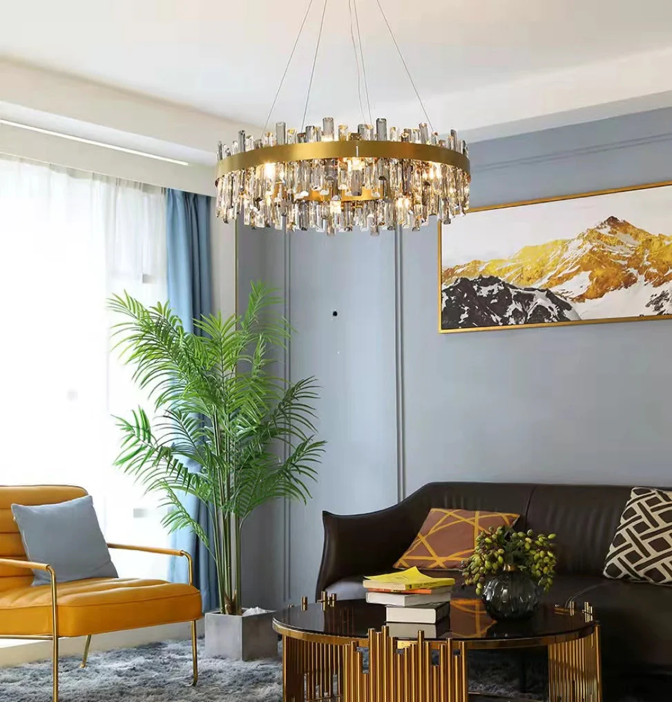 Round Ring Crystal Chandelier Luxury Modern Ceiling Fixtures Light For Living And Dining Room - Image 3