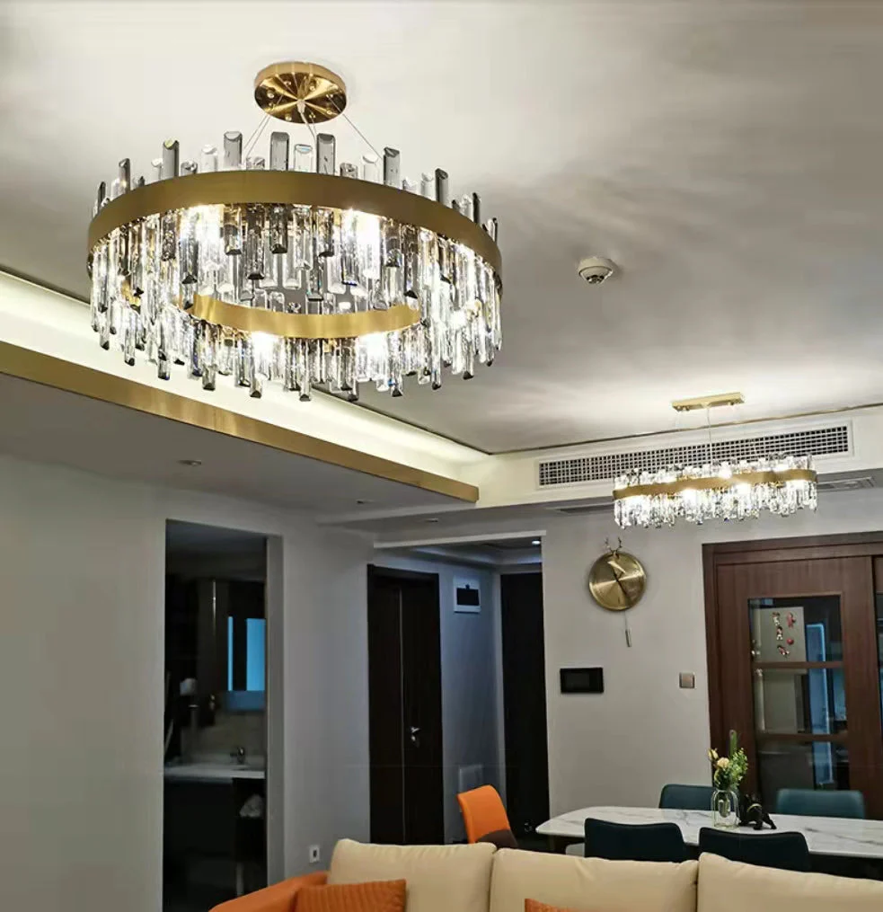 Round Ring Crystal Chandelier Luxury Modern Ceiling Fixtures Light For Living And Dining Room - Image 4