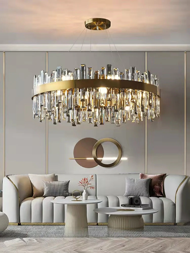 Round Ring Crystal Chandelier Luxury Modern Ceiling Fixtures Light For Living And Dining Room - Image 6