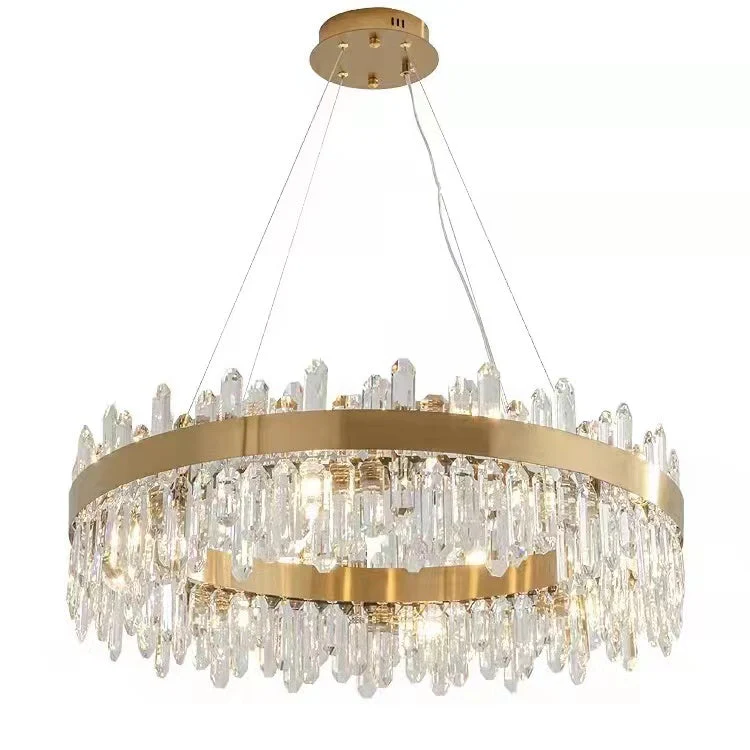 Round Ring Crystal Chandelier Luxury Modern Ceiling Fixtures Light For Living And Dining Room - Image 7