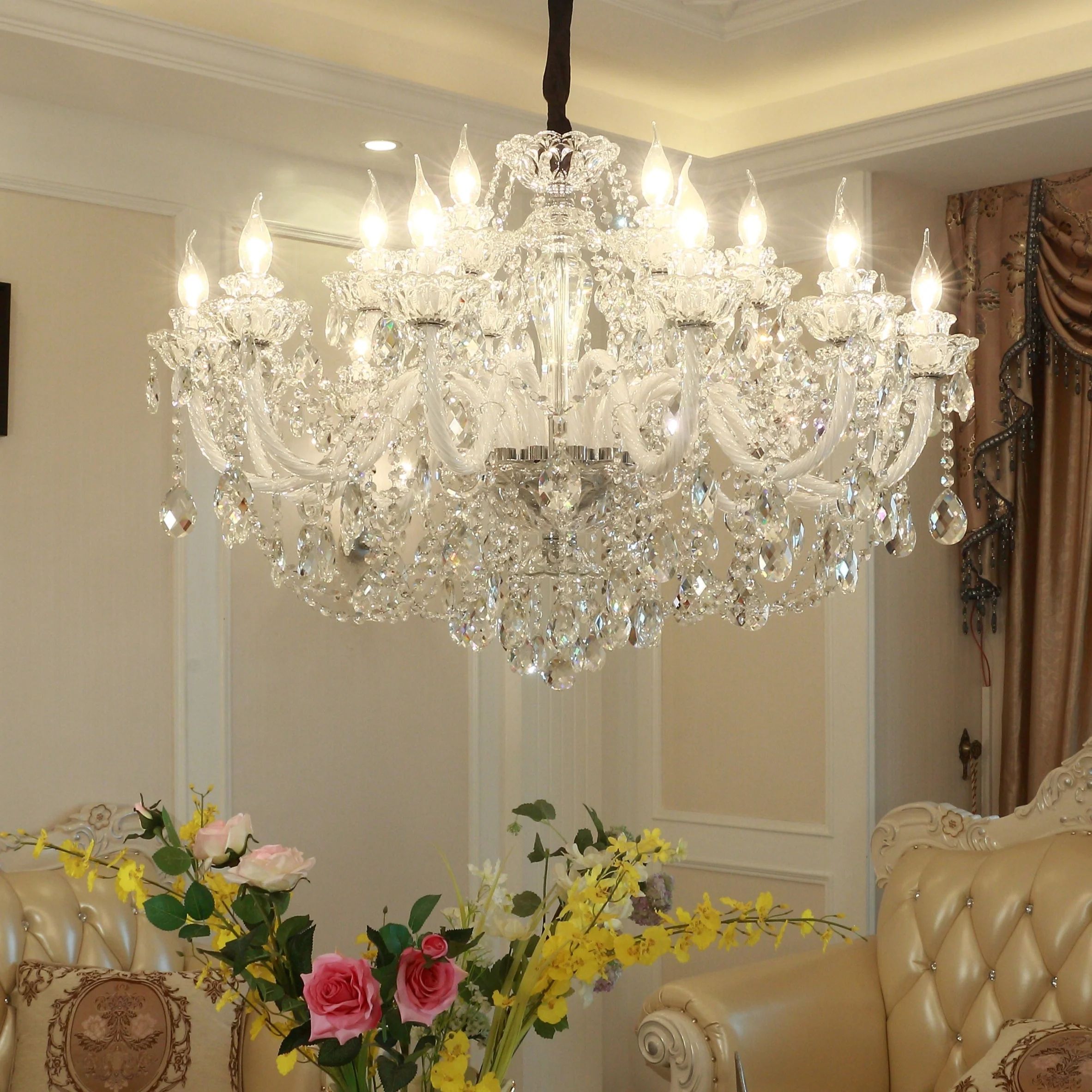 Rustic Antique European Candle Crystal Chandelier Popular Farmhouse Ceiling Light Fixture For Living Room - Image 10