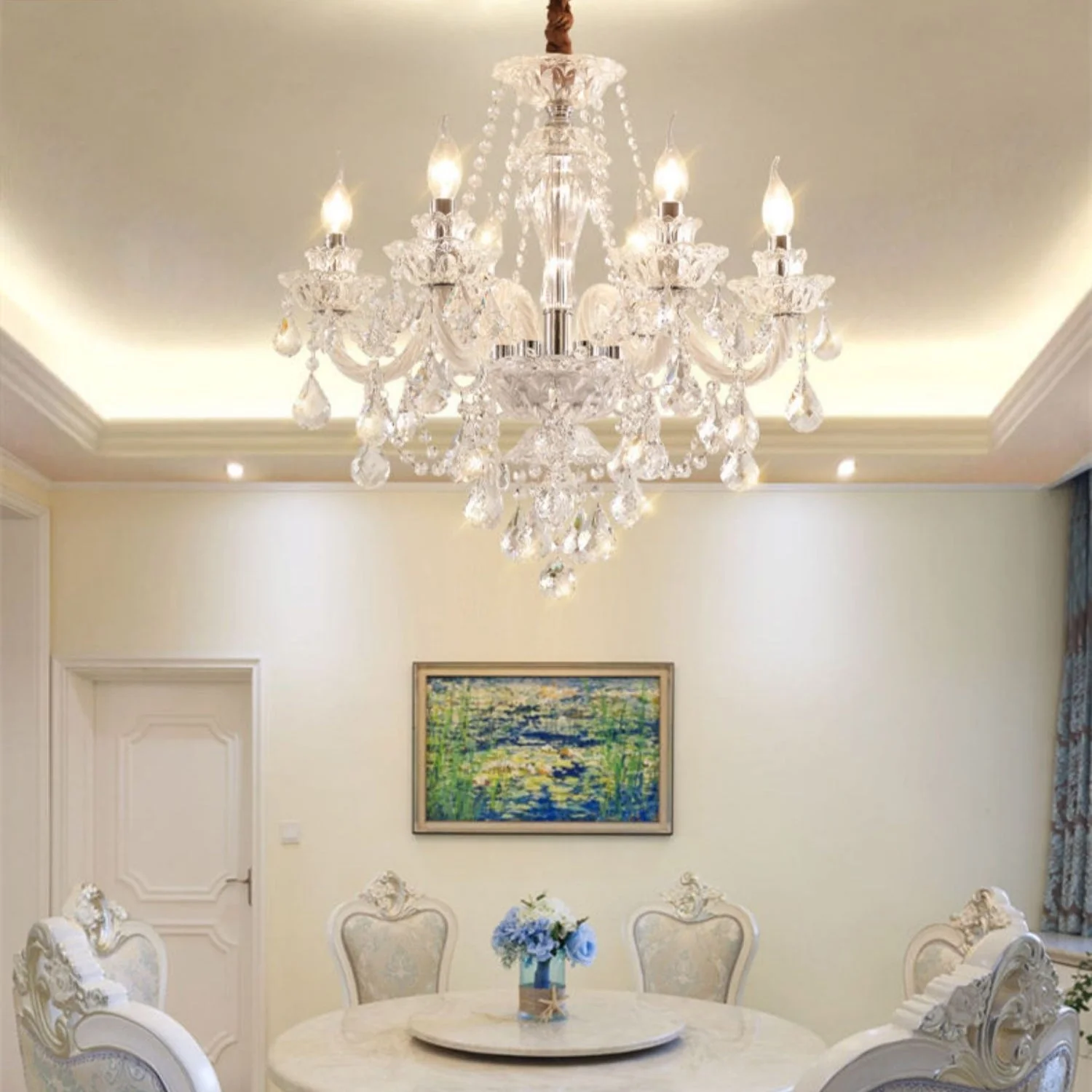 Rustic Antique European Candle Crystal Chandelier Popular Farmhouse Ceiling Light Fixture For Living Room - Image 12