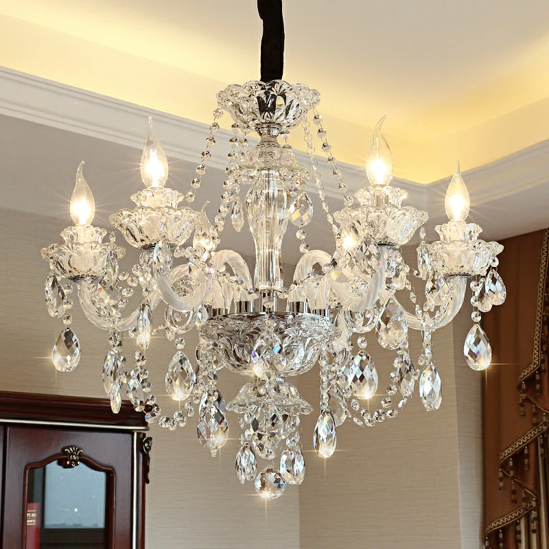 Rustic Antique European Candle Crystal Chandelier Popular Farmhouse Ceiling Light Fixture For Living Room - Image 3