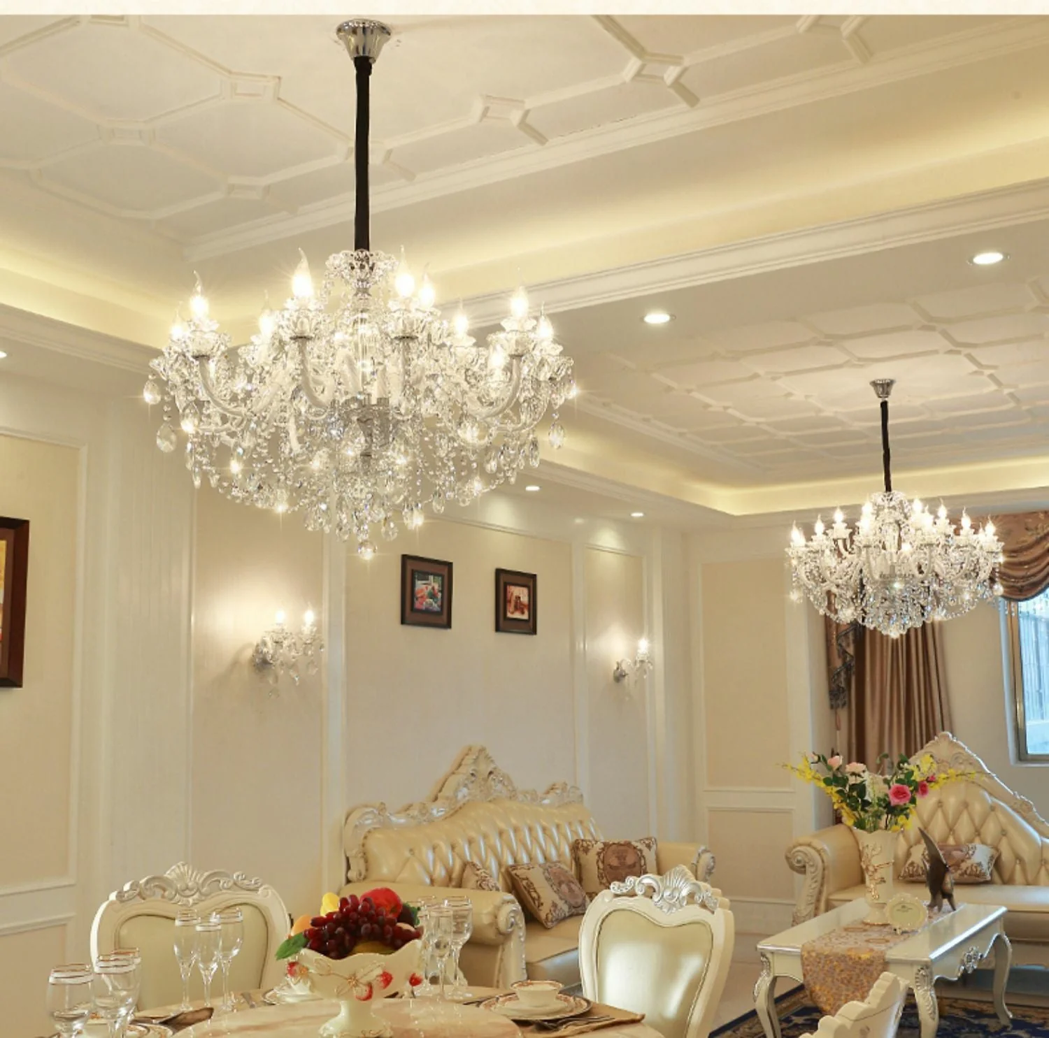 Rustic Antique European Candle Crystal Chandelier Popular Farmhouse Ceiling Light Fixture For Living Room - Image 5