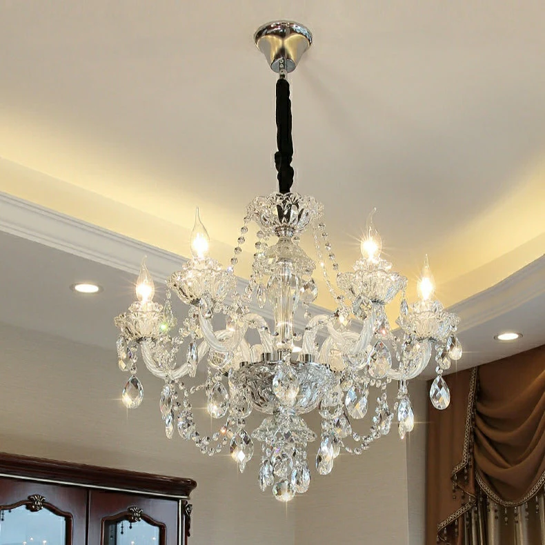 Rustic Antique European Candle Crystal Chandelier Popular Farmhouse Ceiling Light Fixture For Living Room - Image 7