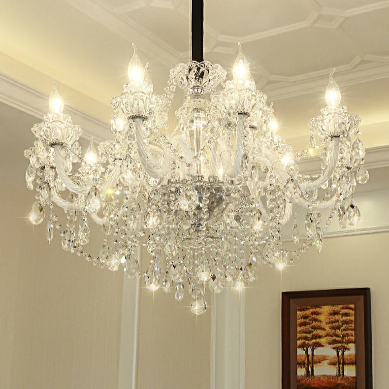 Rustic Antique European Candle Crystal Chandelier Popular Farmhouse Ceiling Light Fixture For Living Room - Image 8