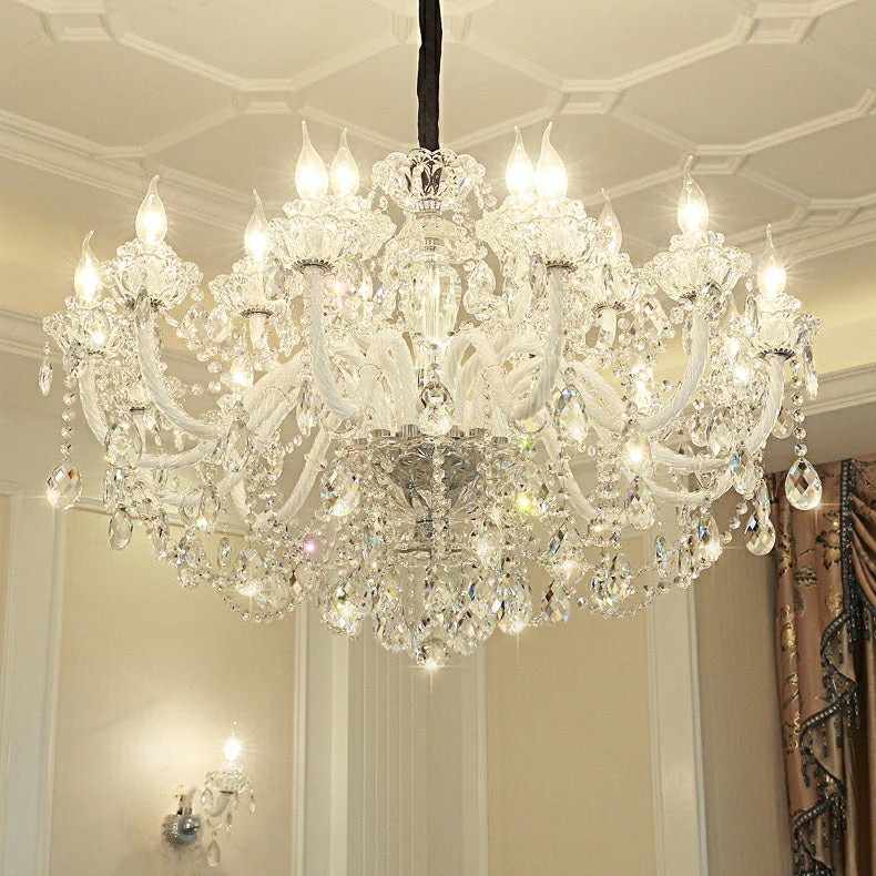 Rustic Antique European Candle Crystal Chandelier Popular Farmhouse Ceiling Light Fixture For Living Room - Image 9