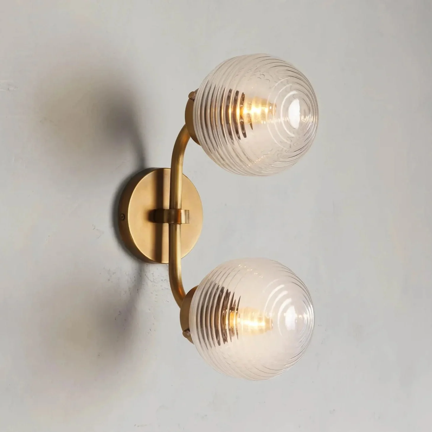 Sayre Linear Glass Globe Two Head Wall Sconce - Image 3