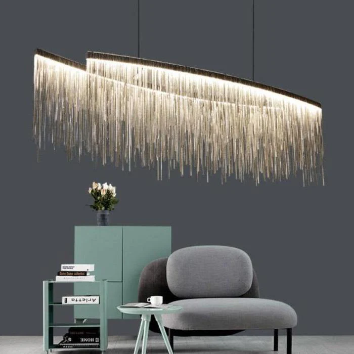 Selena Stainless Steel Chain Tassel Chandelier - Image 2