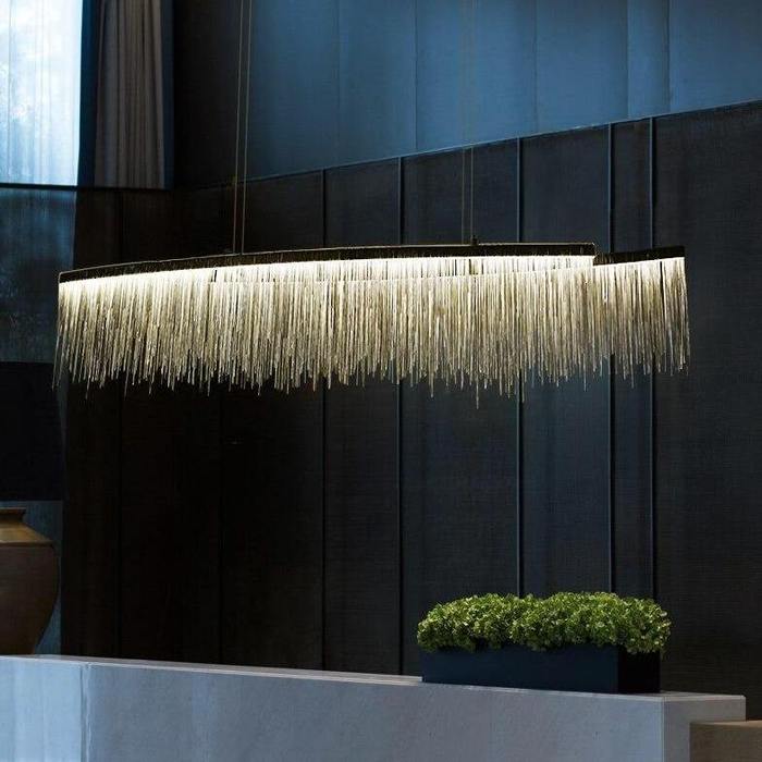 Selena Stainless Steel Chain Tassel Chandelier - Image 3