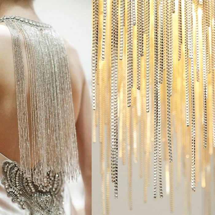 Selena Stainless Steel Chain Tassel Chandelier - Image 7