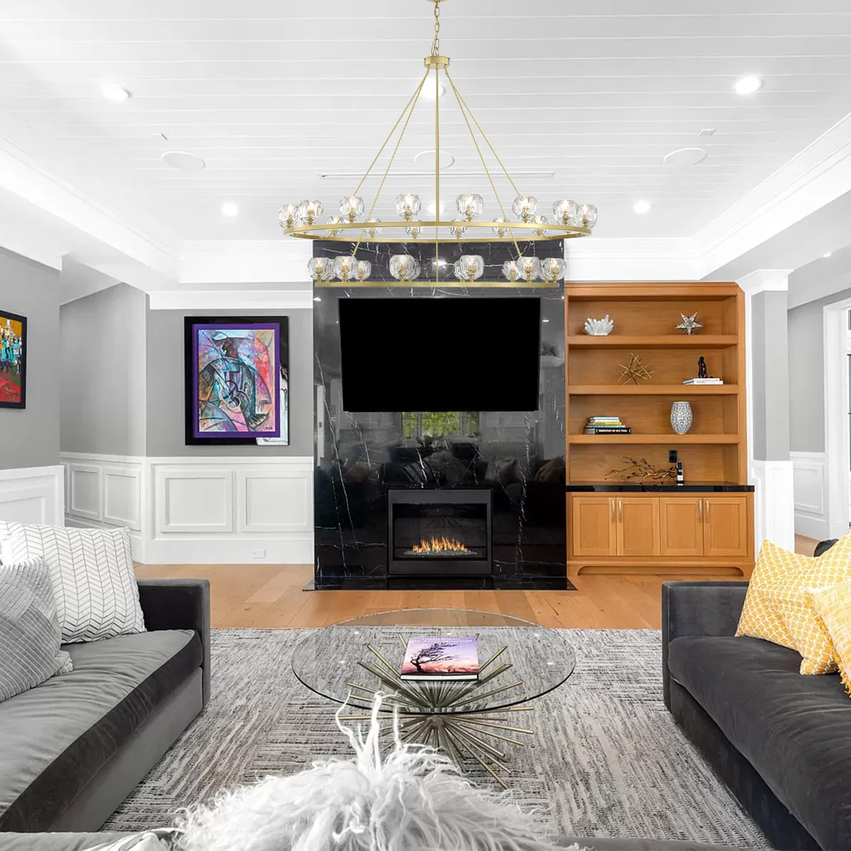 Seraphim Tiered Crystal/Stone Chandelier 59" - Image 8