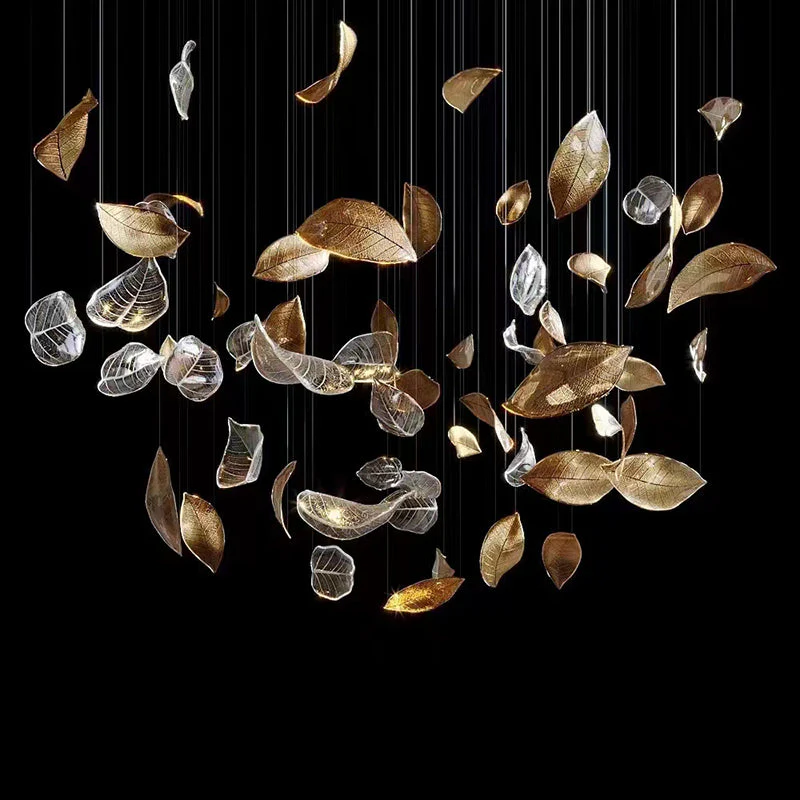 Shake Leaves Chandelier, Luxury High-End Glass Leaves Floating Chandelier for Hotel/Villa/Living Room - Image 10