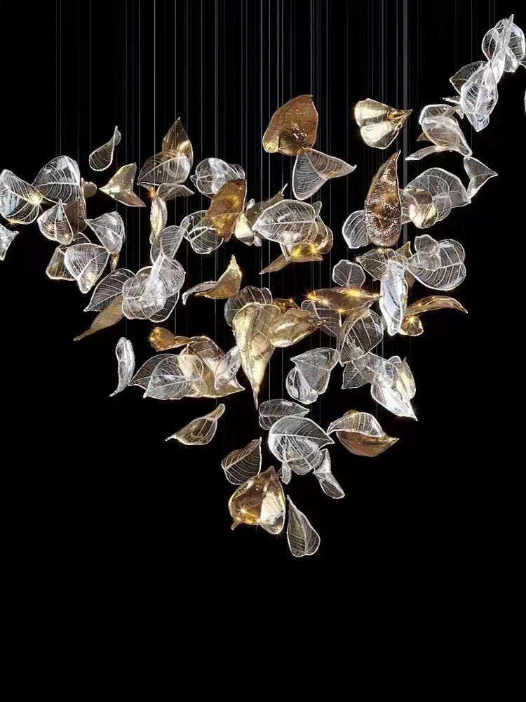 Shake Leaves Chandelier, Luxury High-End Glass Leaves Floating Chandelier for Hotel/Villa/Living Room - Image 11