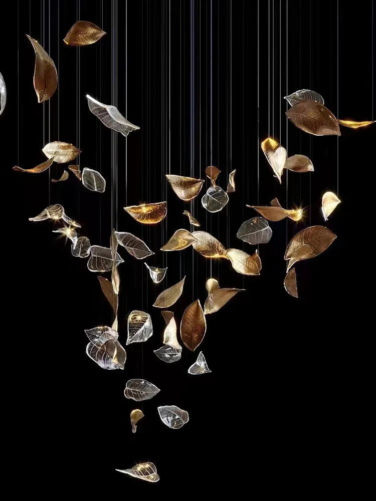 Shake Leaves Chandelier, Luxury High-End Glass Leaves Floating Chandelier for Hotel/Villa/Living Room - Image 13