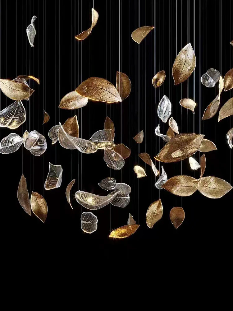 Shake Leaves Chandelier, Luxury High-End Glass Leaves Floating Chandelier for Hotel/Villa/Living Room - Image 14