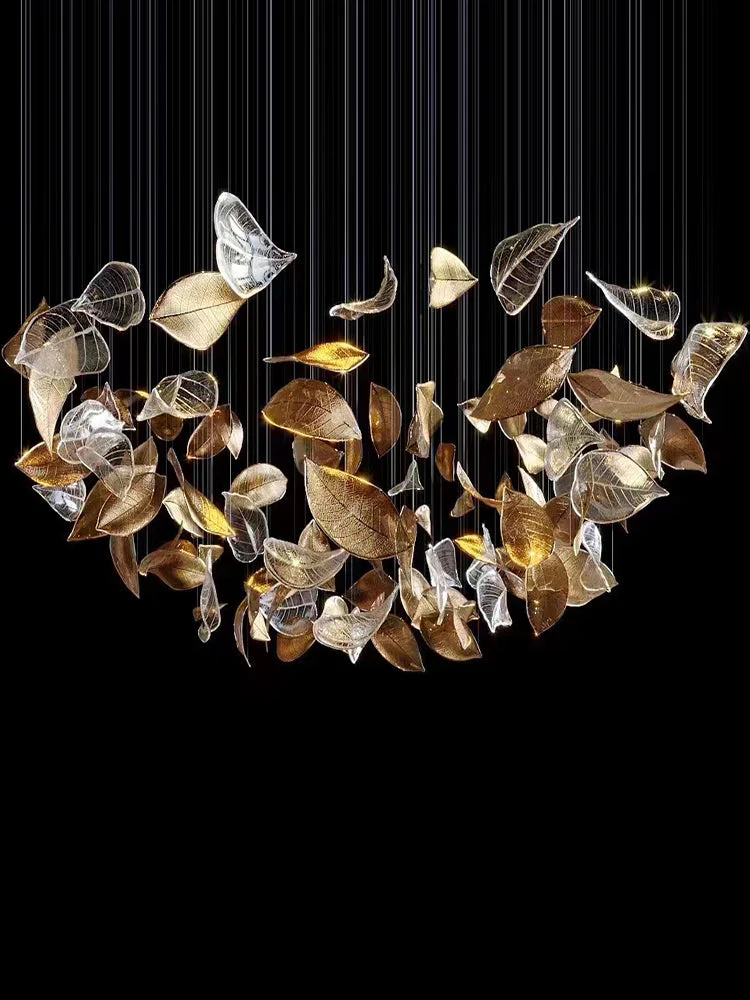Shake Leaves Chandelier, Luxury High-End Glass Leaves Floating Chandelier for Hotel/Villa/Living Room - Image 15