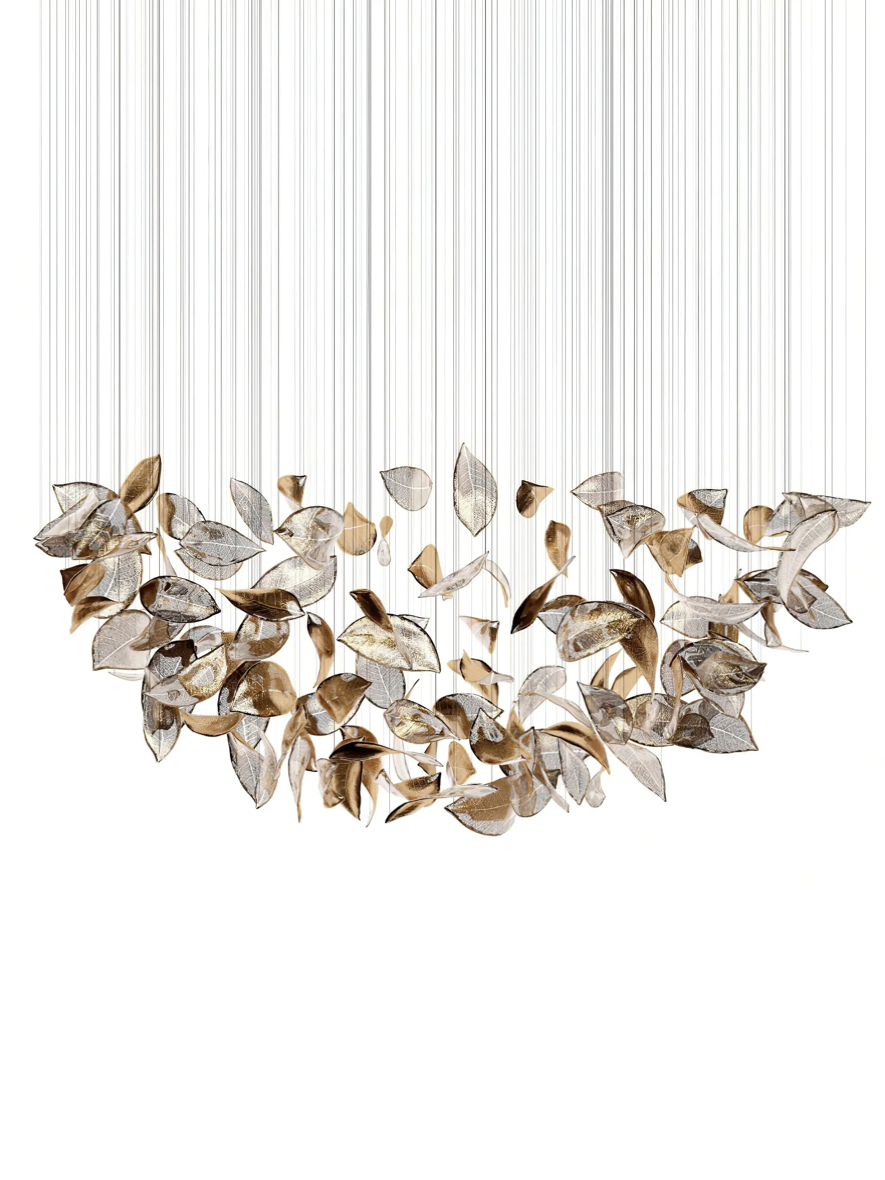 Shake Leaves Chandelier, Luxury High-End Glass Leaves Floating Chandelier for Hotel/Villa/Living Room - Image 18