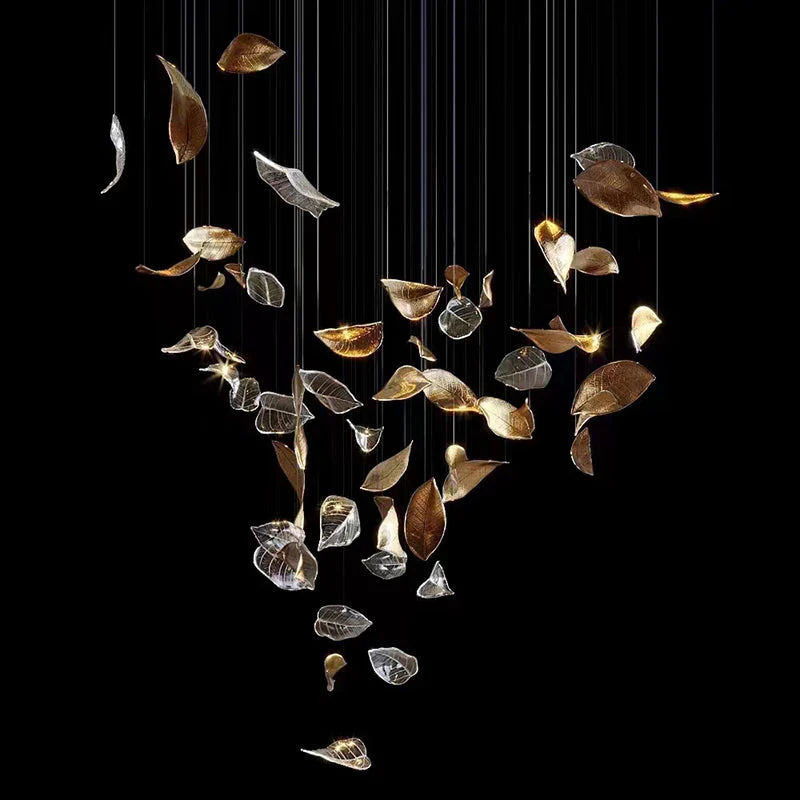 Shake Leaves Chandelier, Luxury High-End Glass Leaves Floating Chandelier for Hotel/Villa/Living Room - Image 5