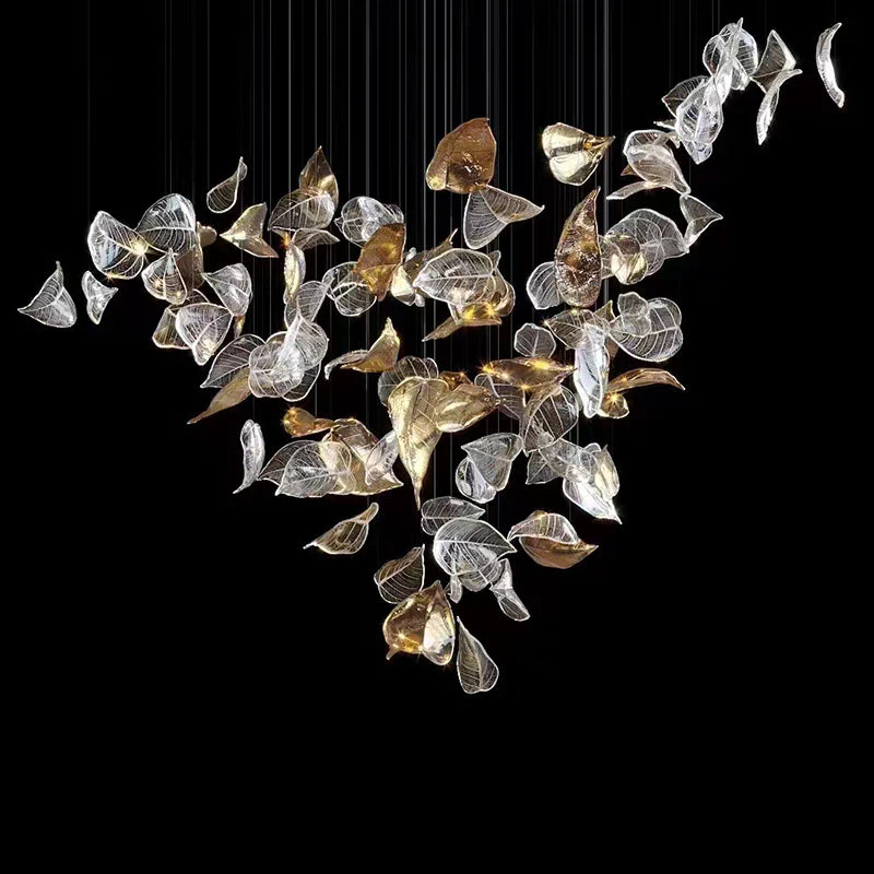 Shake Leaves Chandelier, Luxury High-End Glass Leaves Floating Chandelier for Hotel/Villa/Living Room - Image 7