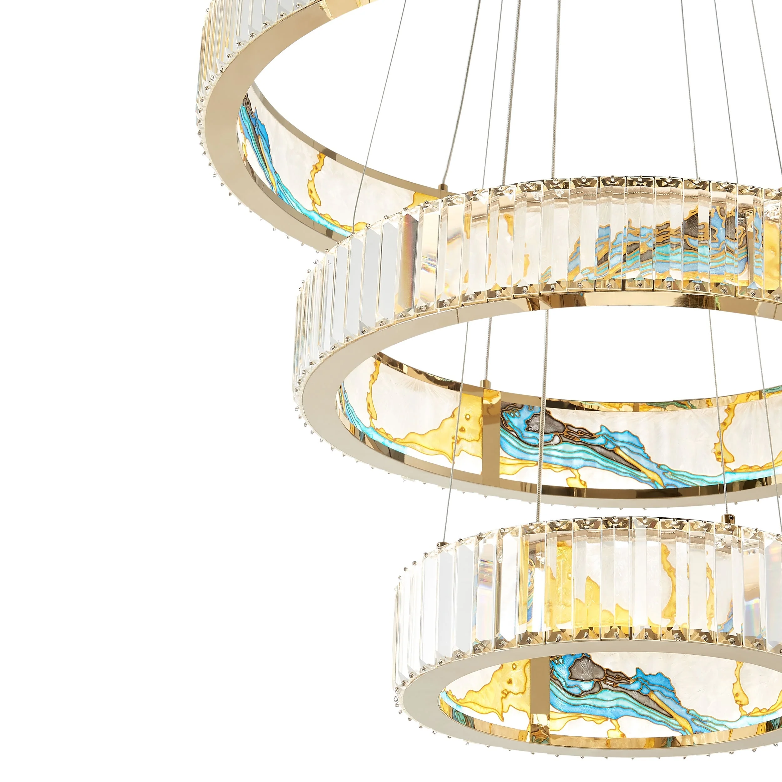 Sharyn Colorful Three Tiers  Round Crystal Chandelier - Image 3