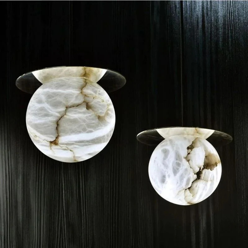 Small Organic Spanish Alabaster Bedside Pendant - Image 2