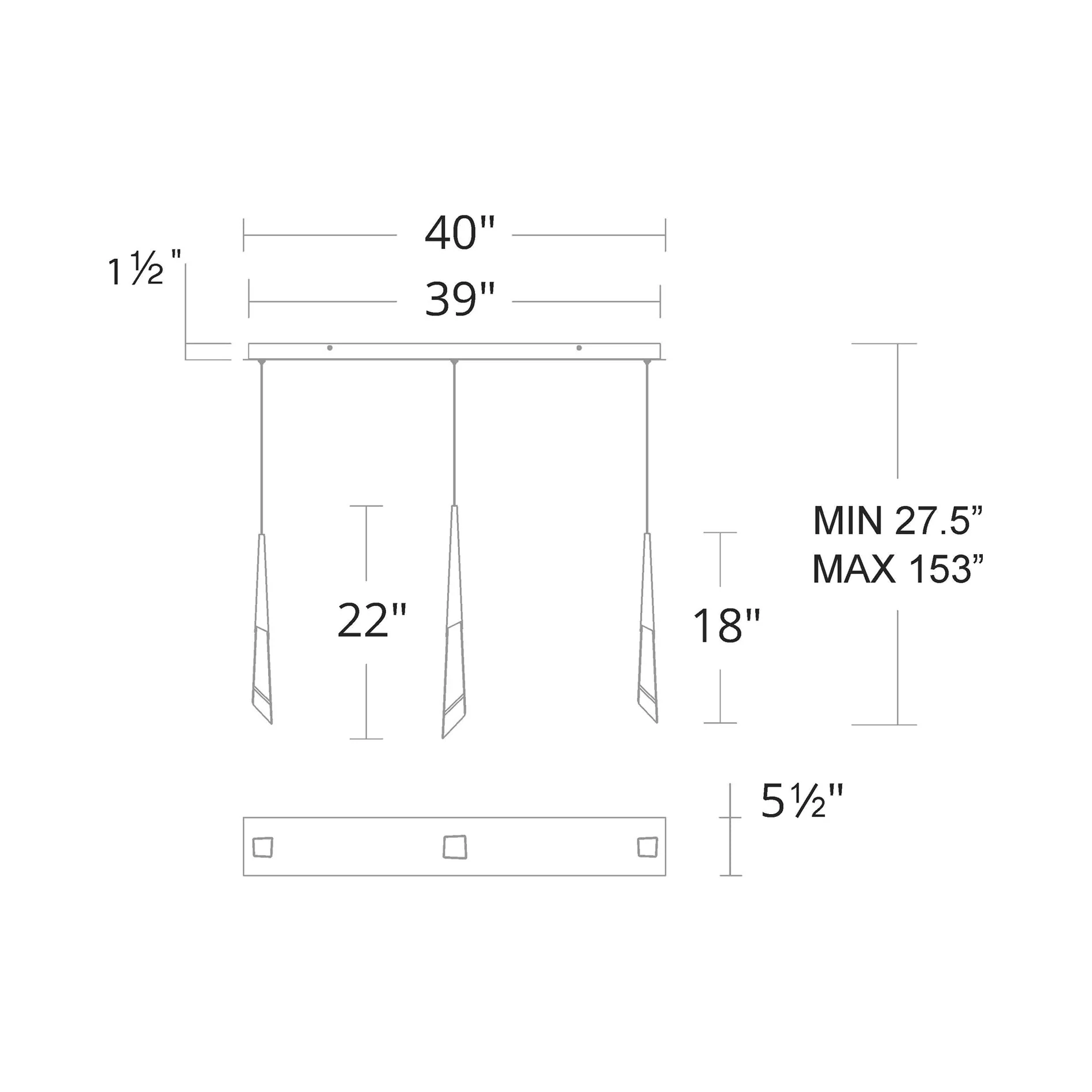 Solitude Linear LED Multi Pendant Light - Image 4