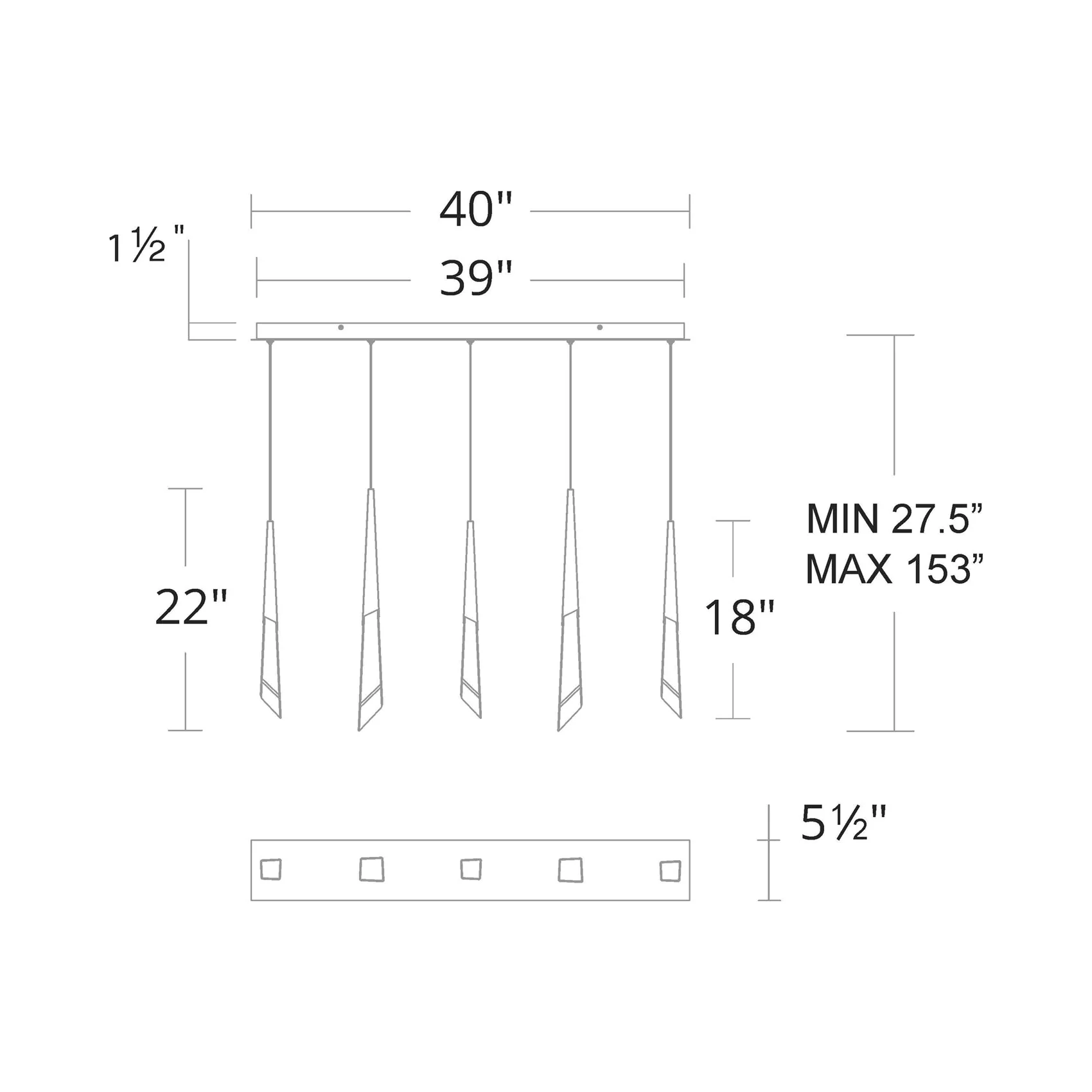 Solitude Linear LED Multi Pendant Light - Image 5