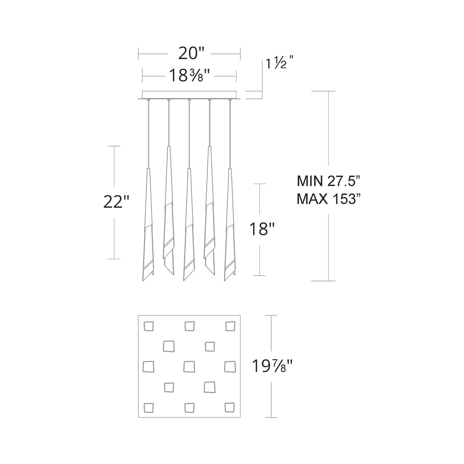 Solitu Square LED Multi Pendant Light - Image 4