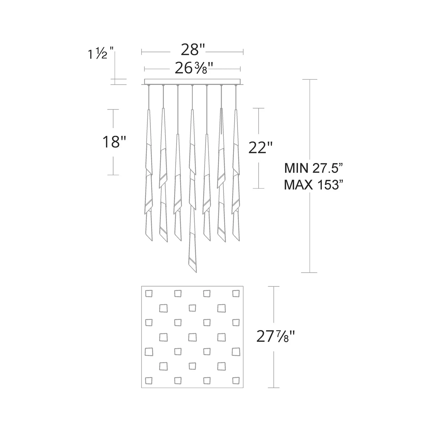 Solitu Square LED Multi Pendant Light - Image 5